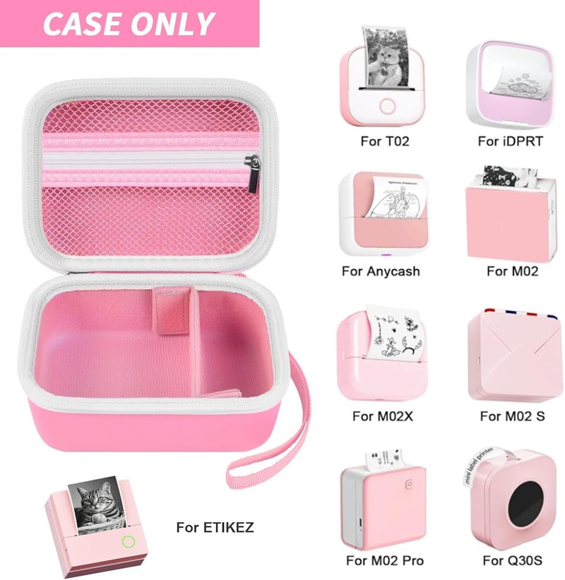 Grapsa Sticker Printer Case for Anycash/for ETIKEZ PM290C/ for Nelko PM230/ for Memoking T02/ for Phomemo M02/ T02/ Q30S Mini Photo Printer. Holder for Label Maker, Thermal Paper, USB Cable (Box Only)-Pink - Image 2